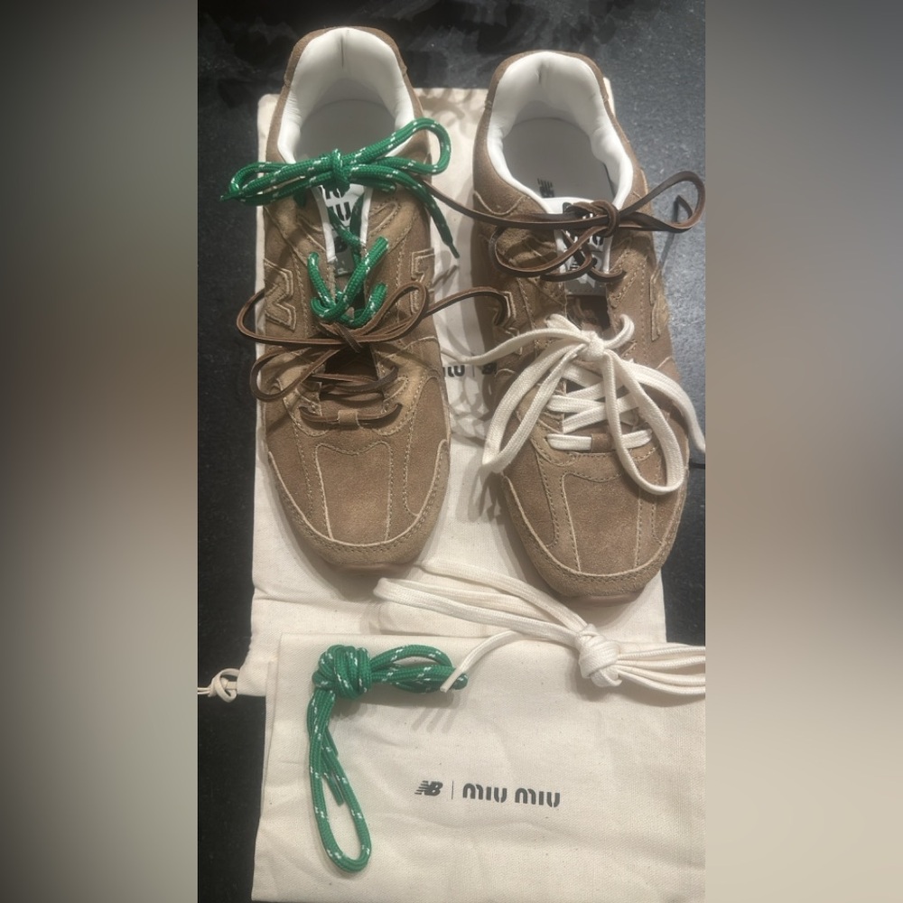 Miu and New Balance suede sneakers